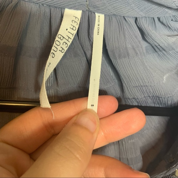 Anthropologie Feather Bone Blue Button Up Blouse - Picture 4 of 8